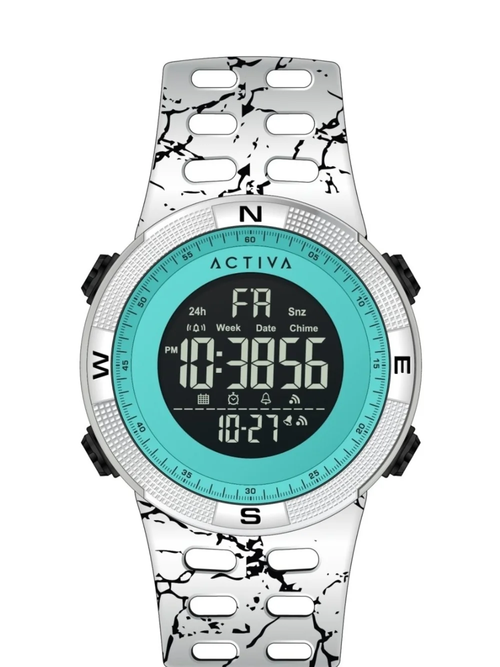 Ativa Summit X White Marble Digital Sports Watch - Turquoise Dial